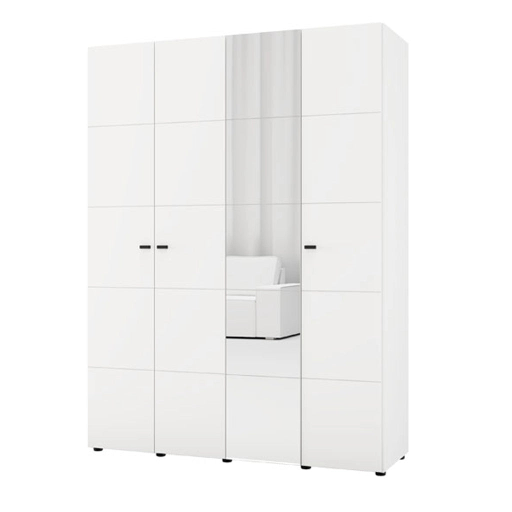 Armadio Camera da Letto Ifrane, Guardaroba Grande Appendiabiti, 155x208h cm Bianco Opaco