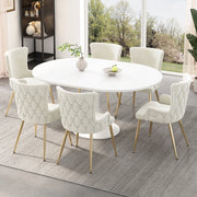 SEDIA da pranzo in velluto beige con gambe in metallo, Set da 6 pezzi