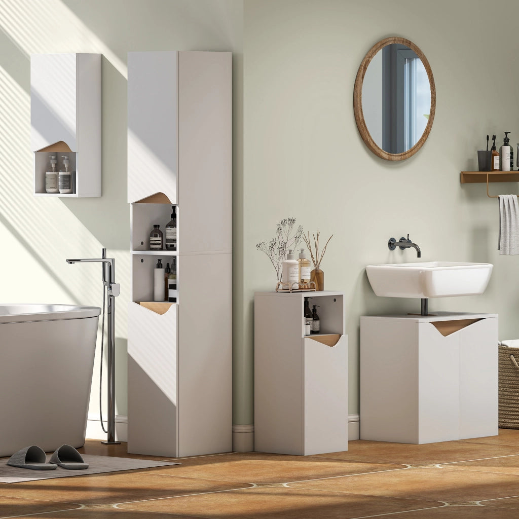 Mobile Sottolavabo Bagno con Ante a Chiusura Morbida ¨C Zephmum ¨C Bianco 60x35x57.9 cm