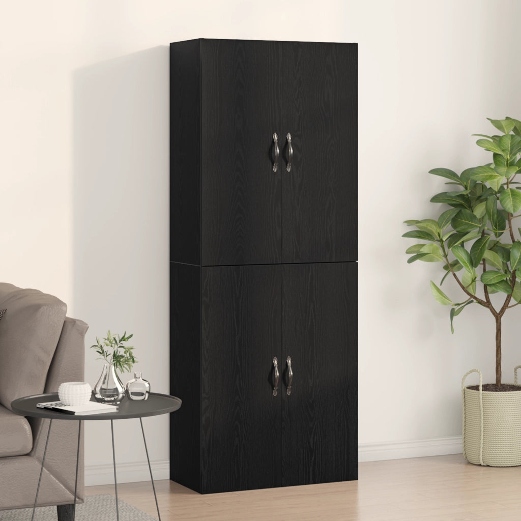 Armadi  2 pz Nero Rovere 69,5x34x180 cm Legno ingegnerizzato