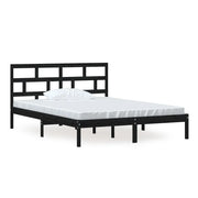 Letto matrimoniale | Letto per adulti | Giroletto Nero 150x200 cm King in Legno Massello
