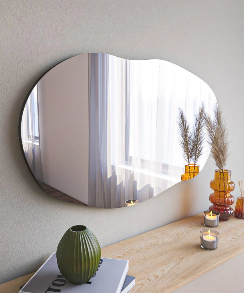 Specchio in legno "Lossa" - 52 x 89 cm - Nero