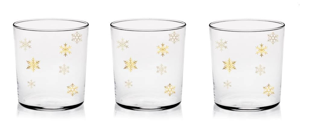 Set 3 Bicchieri da Tavola Acqua Vino Conic Gold Flakes 360 ml Cerve