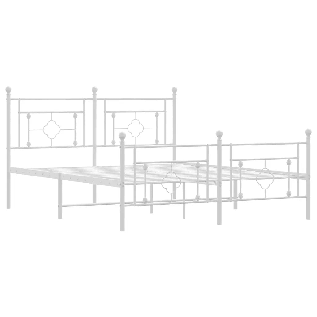 Giroletto con Testiera e Pediera Metallo Bianco 160x200 cm 374409