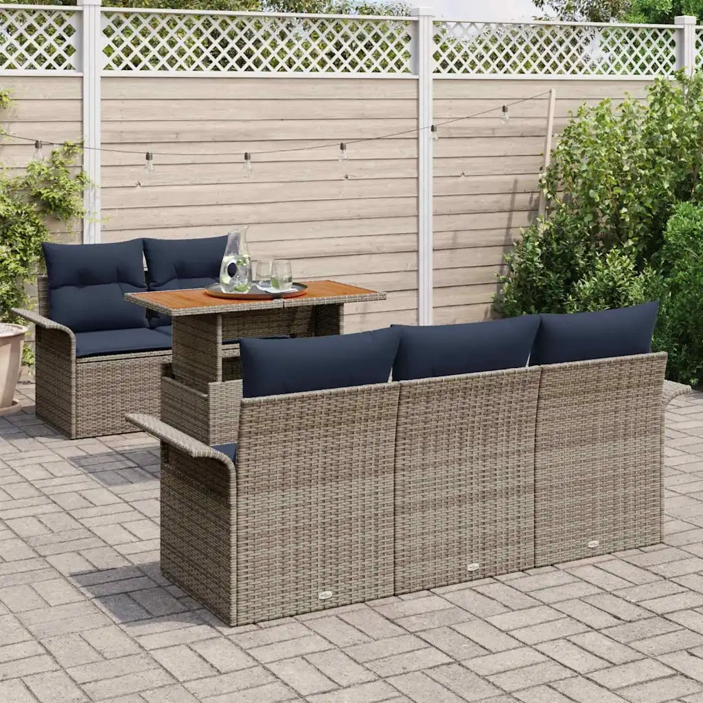 Set Divano da Giardino 6 pcs Grigio Poly Rattan 3358012
