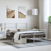 Giroletto con Testiera e Pediera Metallo Bianco 135x190 cm 372343