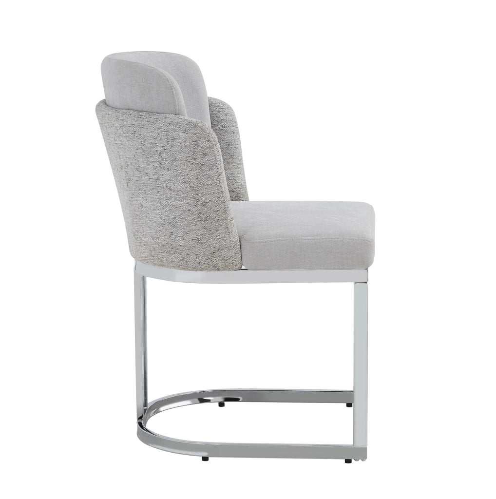 Set di 6 sedie da pranzo 61.5x53.5x86.0 cm con doppio schienale in chenille grigio e argento