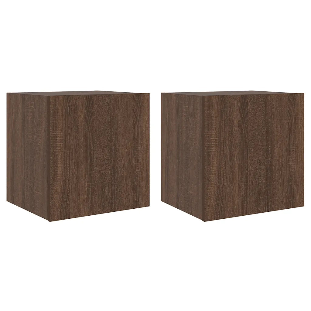 Mobili TV a Parete con Luci LED 2pz Rovere Marrone 40,5x35x40cm 837259