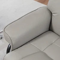 Poltrona Reclinabile a 130° con Pouf Poggiapiedi in Finta Pelle, Base Girevole e Dondolo, Grigio