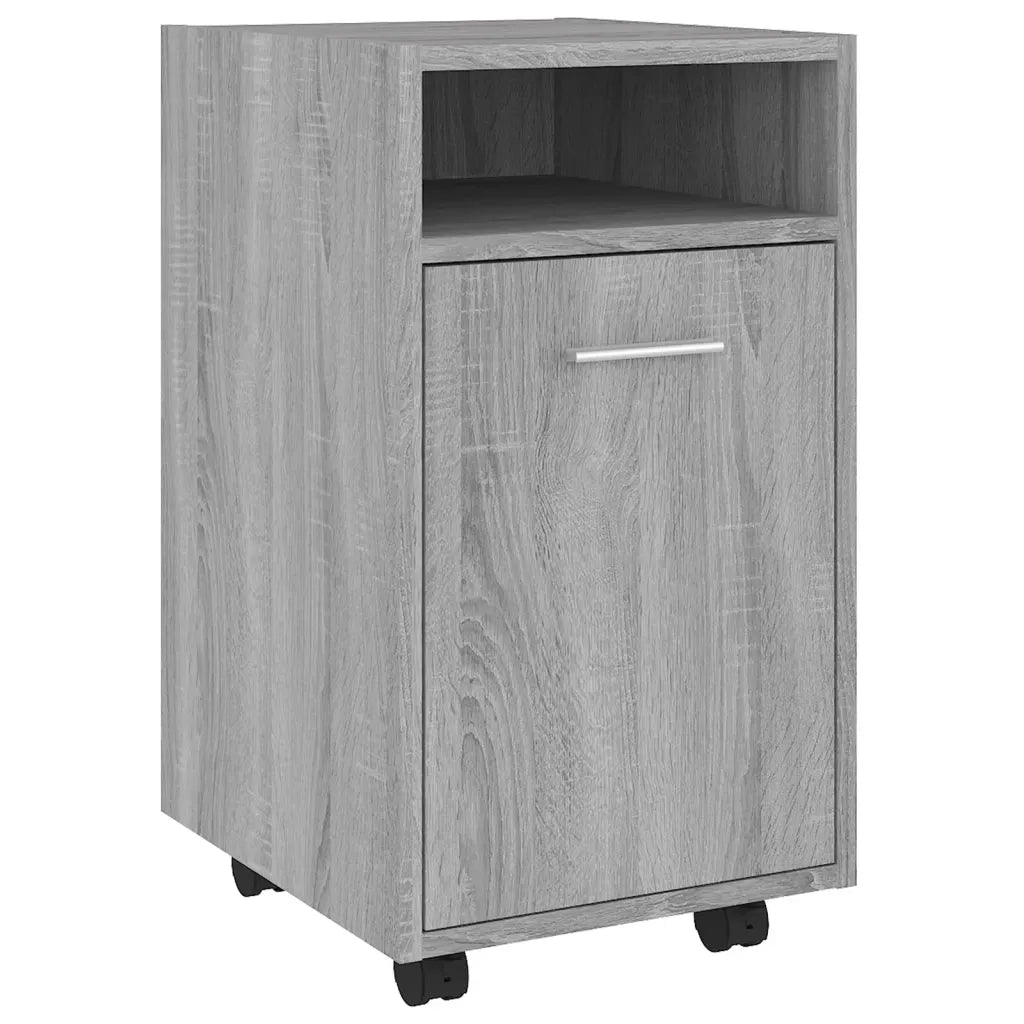 Mobiletto laterale con rotelle vano contenitore 33 x 38 x 60 cm stile classico legno composito grigio 02_0048247