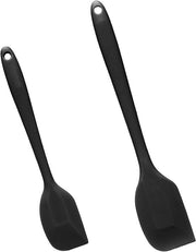 Siliconen spatole (2 pezzi) per cucina e cottura - resistente al calore - rivestimento antiaderente - BPA-free - resistente al lavastoviglie - nero - Accessori da cucina per mescolare e cuocere.