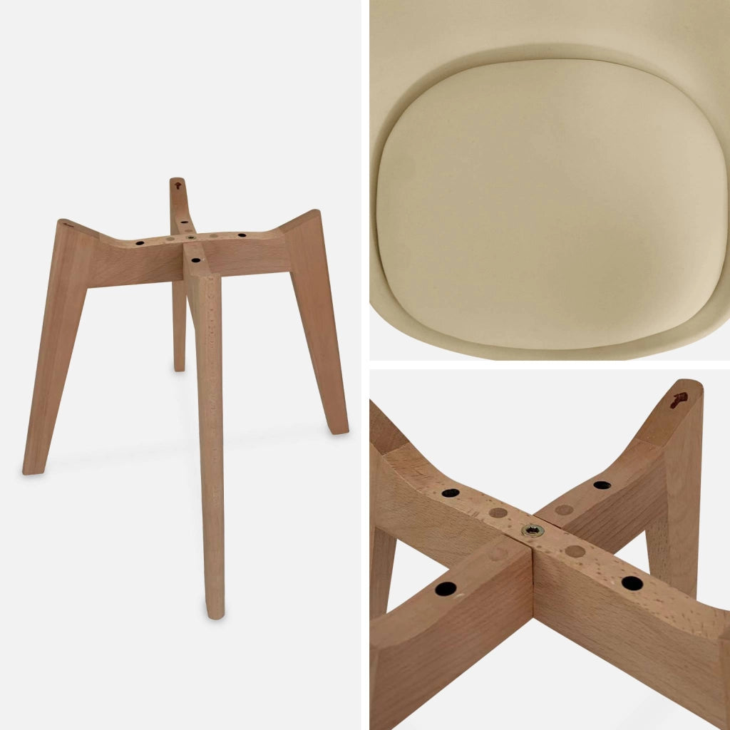 Set 4 sedie scandinave imbottite con gambe in legno , cappuccino