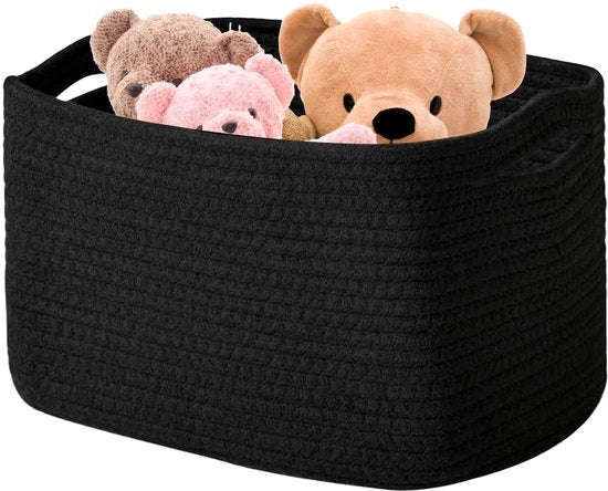 Organizzatore per Bambini e Accessori con Maniglia, 54×43×30 cm, con Tessuto di Cotone, per Organizzare Giochi, Peluche, Abiti e Coperte