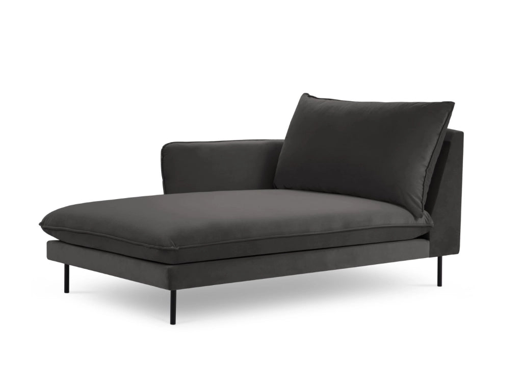 Cosmopolitan Design - Chaise longue sinistra "Vienna" in velluto grigio scuro 