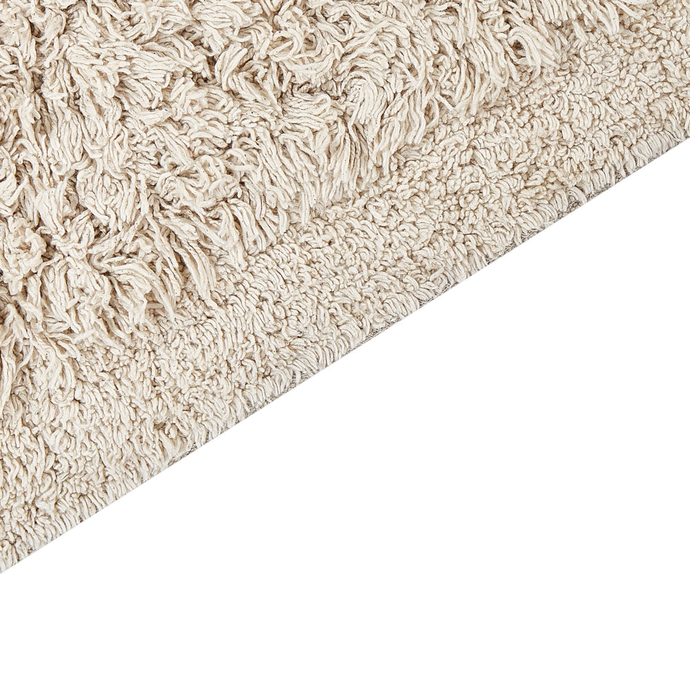 Tappeto da bagno in cotone beige 50 x 80 cm Forma rettangolare Tappeto da bagno con nappe decorative Accessori da bagno Design moderno