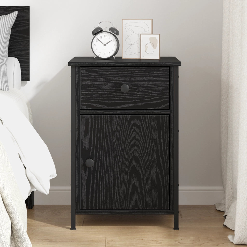 Comodino Rovere Nero 40x42x60 cm Legno ingegnerizzato