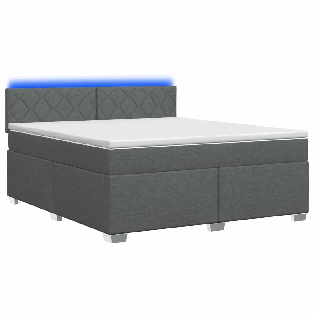 Letto con Box Spring, Materasso e LED Grigio Scuro 160 x 200 cm 3451988