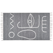 Tappeto grigio 80 x 150 cm poliestere con nappe stile boho soggiorno camera da letto