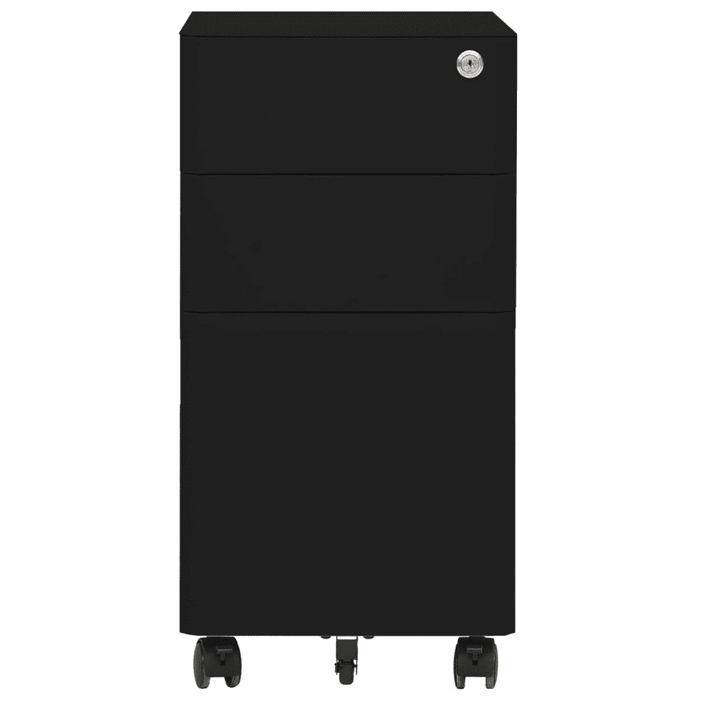 Schedario Mobile Nero 30x45x59 cm in Acciaio 335984