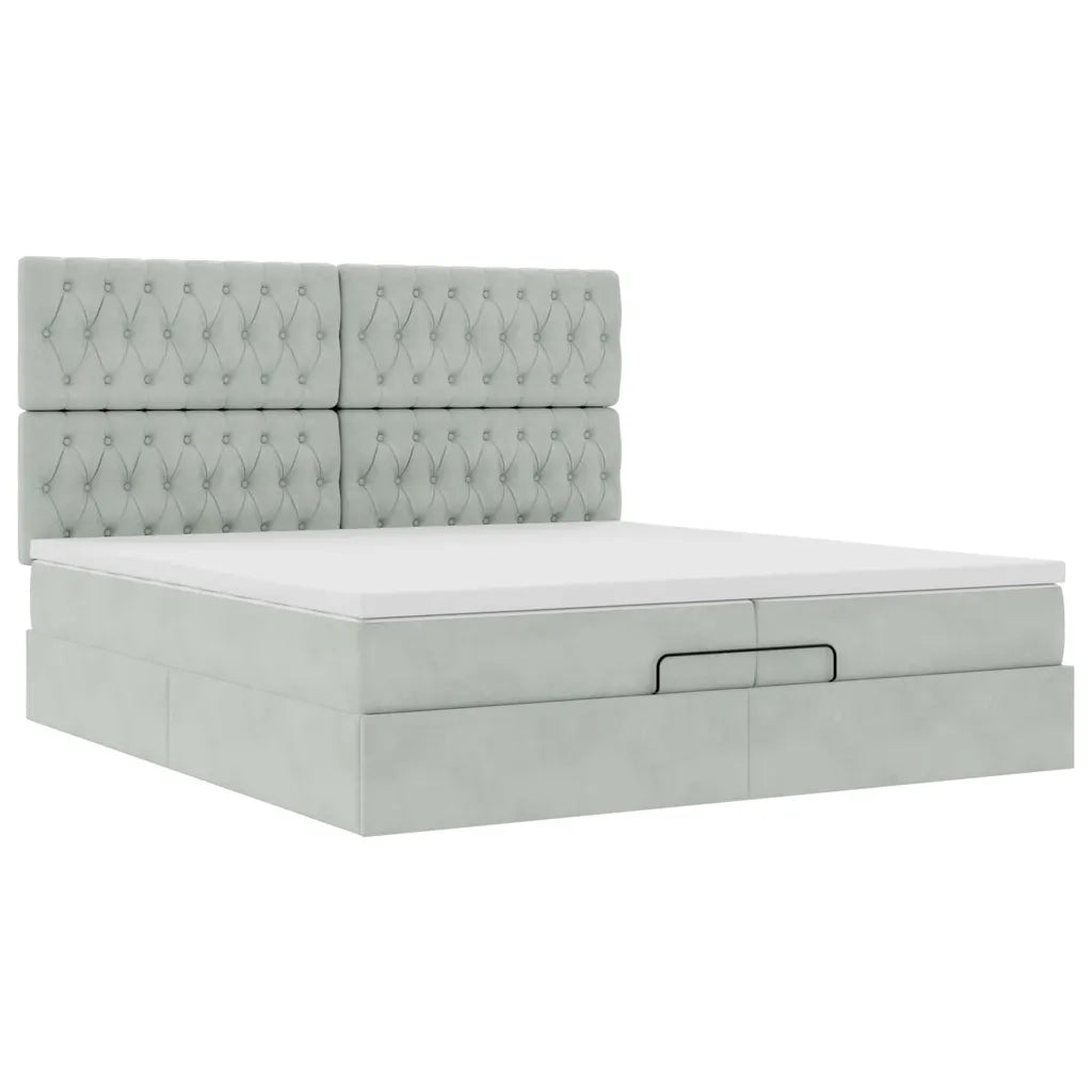 Struttura Letto Pouf con Materassi 200x200 cm Velluto 3313565