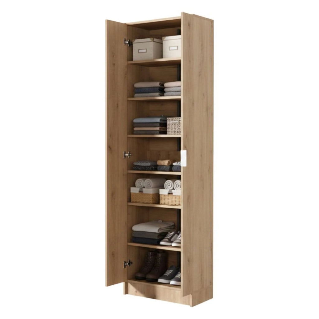 Mobile Portascarpe Delizia, Scarpiera 6 Ripiani, 60x33x191.5h cm Marrone Rovere Nodi