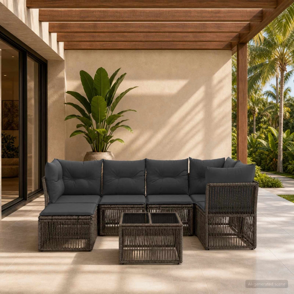 Set Divano da Giardino 7 pz Grigio polyrattan 3434294