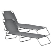 Set di 2 lettini prendisole reclinabili acciaio poliestere argento opaco grigio scuro 03_0006431