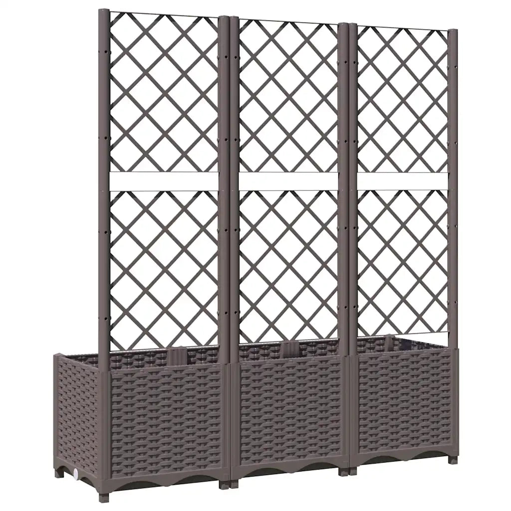 Fioriera | Cassetta per fiori | Vaso da giardino con traliccio marrone 120x40x136 cm PP