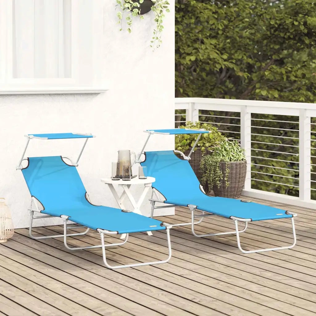 Lettino da sole 2 pcs Blu Vivo 58 x 188 x 77cm Poliestere 42003065