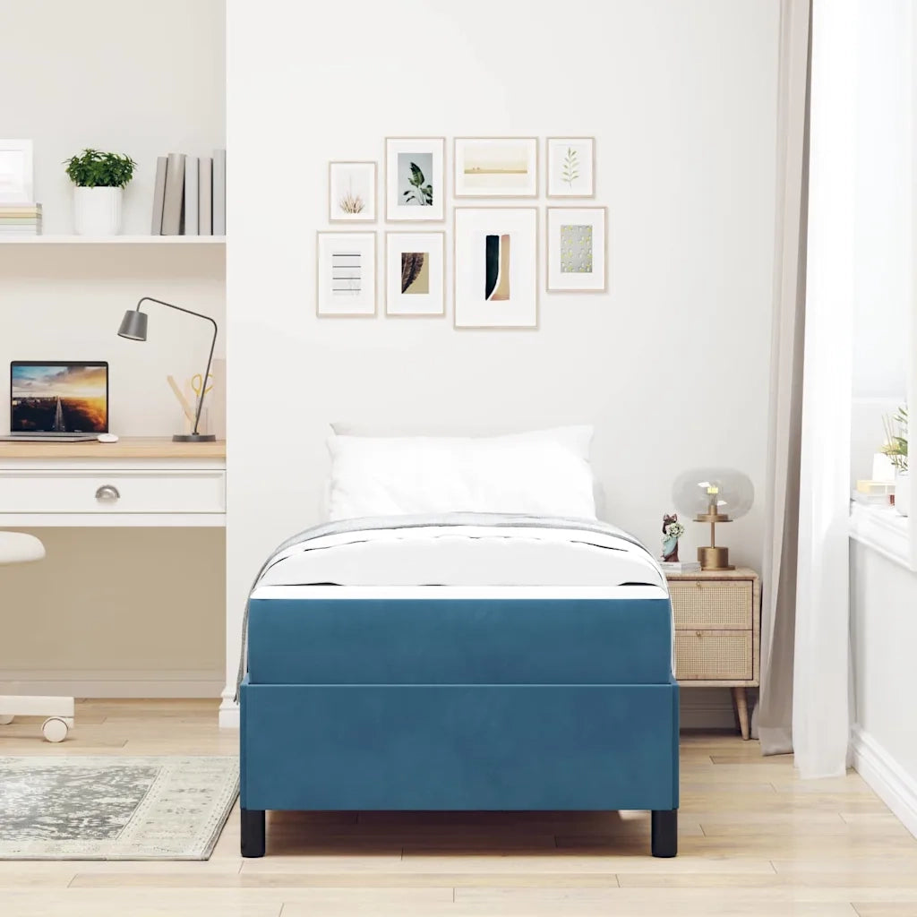 Struttura del letto con materasso Blu Scuro 90 x 200 cm Tessuto 3399040