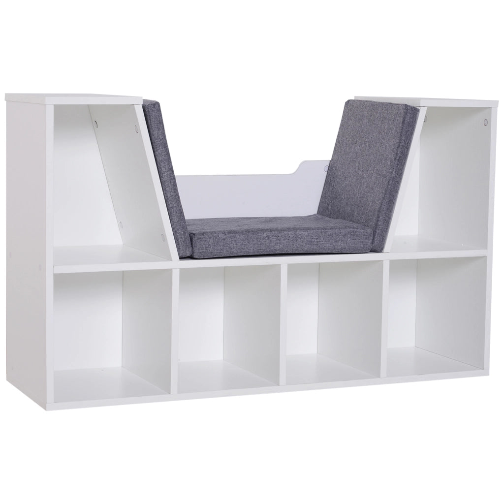 Libreria con panchina e scaffale cubo ¨C zephmum ¨C grigio 102x30x61 cm