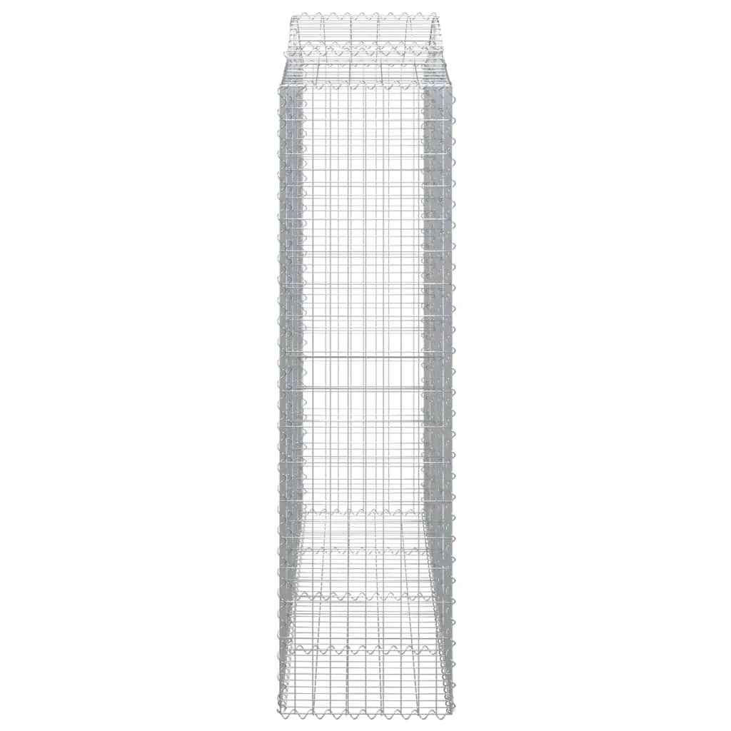 Cestini gabbioni recinzione a gabbia muro di contenimento ad arco 3 pezzi 200 x 50 x 180/200 cm ferro zincato argento 02_0040751