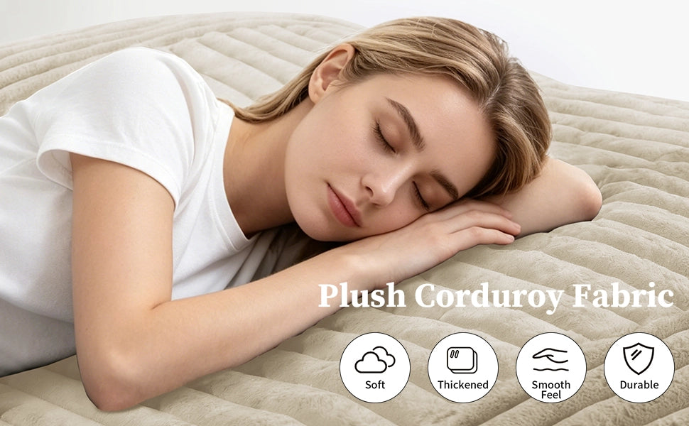 Pouf convertibile 3 in 1 con funzione sedia divano e letto senza montaggio in velluto a coste morbido bianco