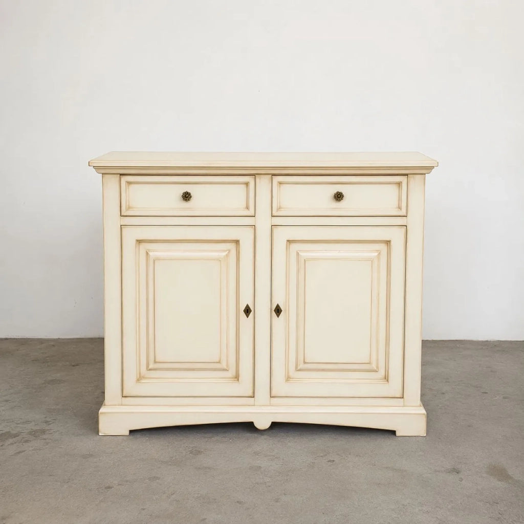 Credenza avorio shabby in legno di pioppo 117x46x96 - Mobili 2G