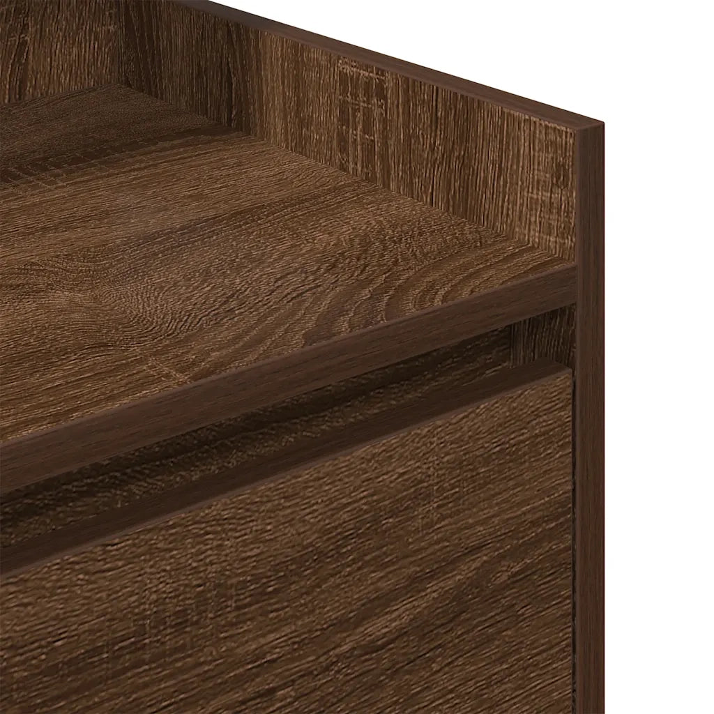 Comodino con 2 Cassetti Rovere Marrone 38x34x80 cm 861367