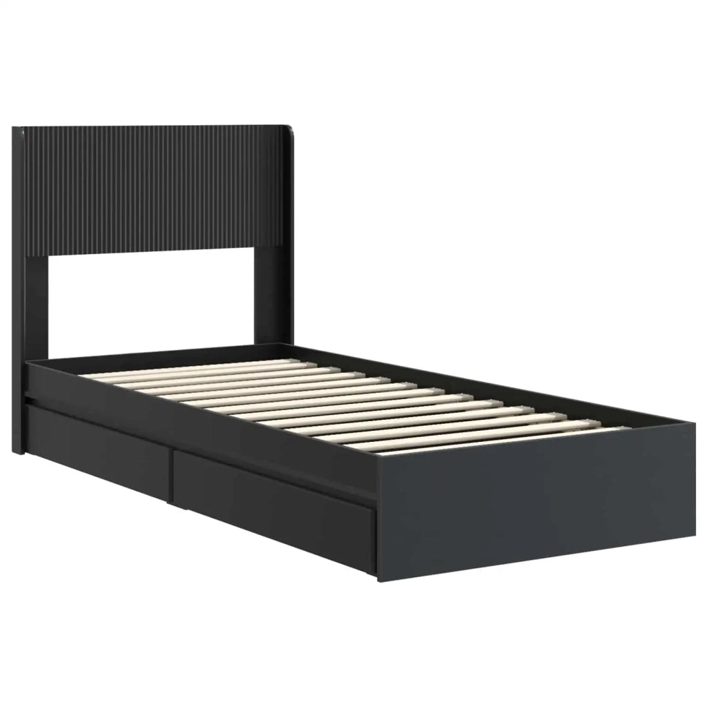 Struttura del letto con stoccaggio e testata Nero 75 x 190 cm 3414426