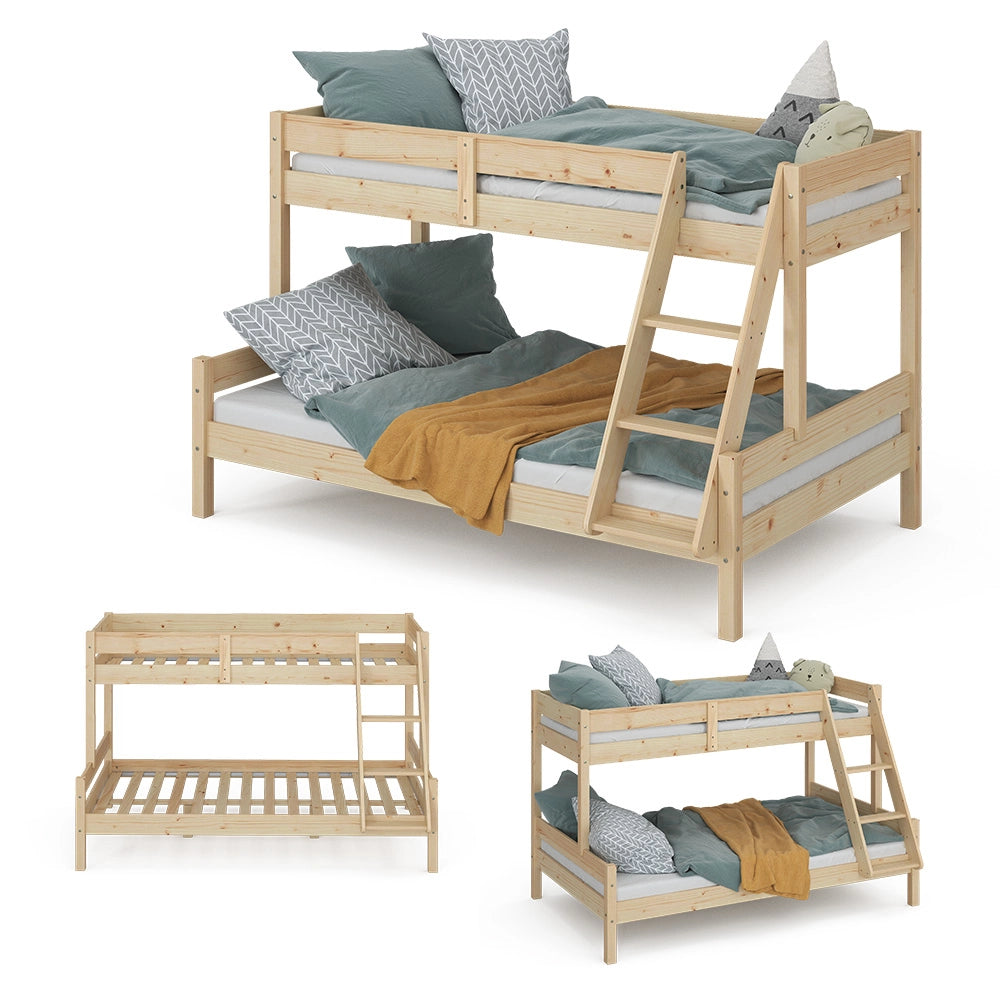 Vitalispa Letto a castello Legno naturale 120x200 / 80x200 cm con 2 materassi