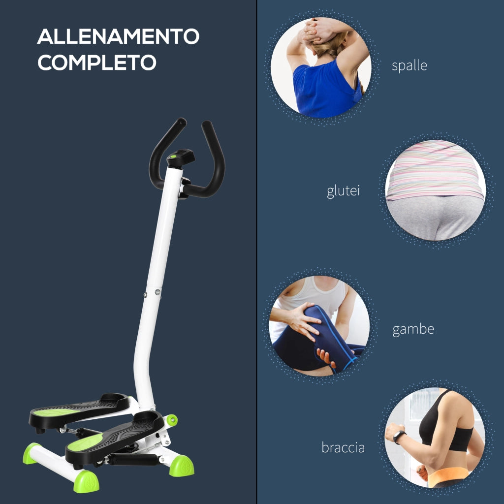 Stepper Fitness con Manubrio ¨C Zephmum ¨C Bianco Nero Verde 55x44x108 cm