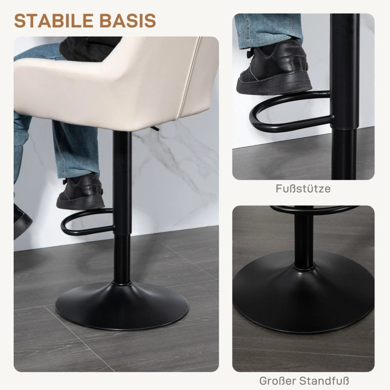 Set di 2 sgabelli da bar, design retr¨°, regolabili in altezza, similpelle effetto lino, crema + nero