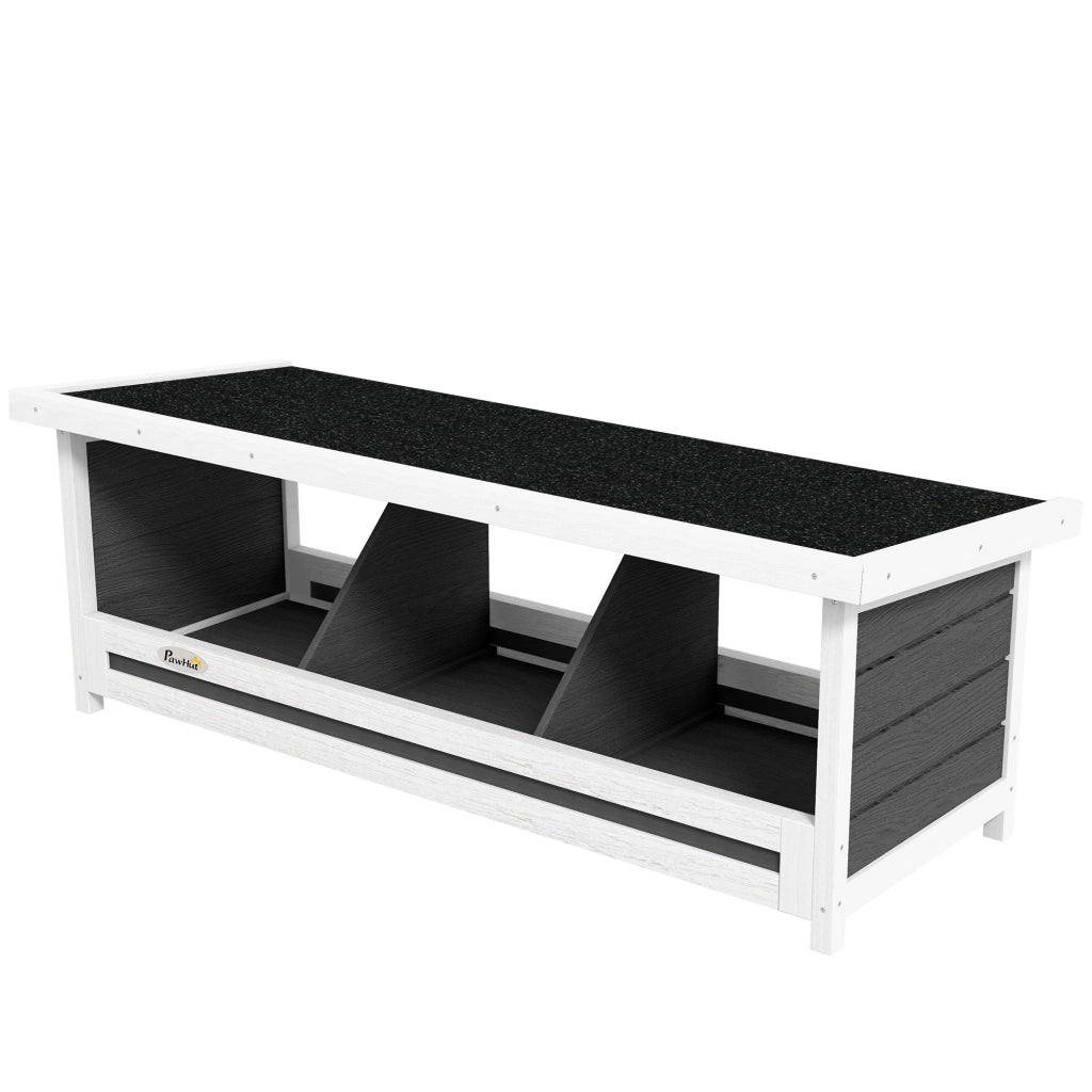 Nido per Galline a 3 Aree con Base Rialzata e Tetto, in Legno e Bitume, 95x37x34 cm, Grigio