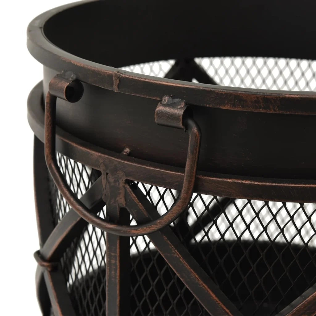 Braciere rustico con attizzatoio φ42x54 cm acciaio 02_0005909