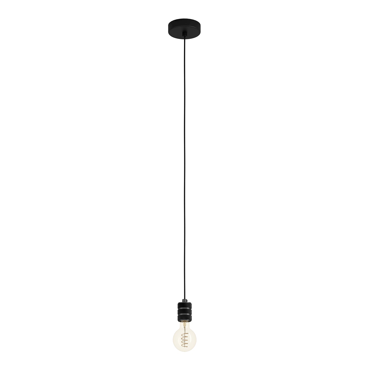 Lampadario A Sospensione Vintage Yorth Acciaio Nichel Nero 1 Luce E27
