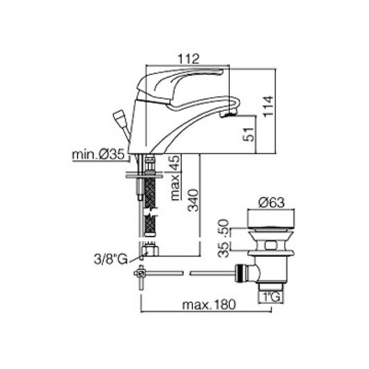 Miscelatore lavabo serie nettuno due paffoni