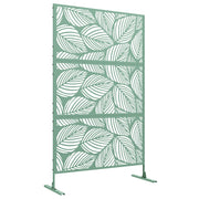 Paravento da esterno in metallo verde con motivo vegetale ¨C Zephmum ¨C 122x45x198 cm, verde