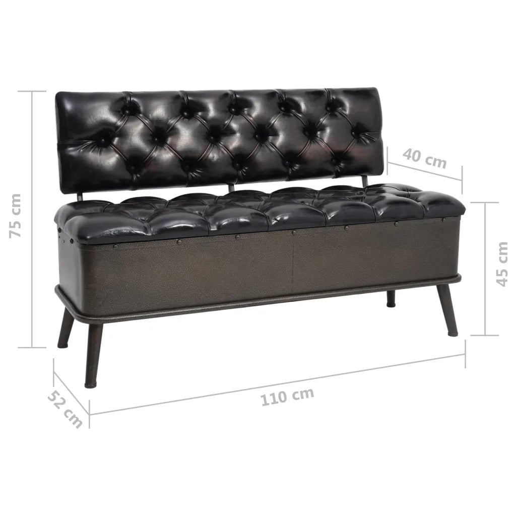 Cassapanca con Schienale-Baule-Armadietto contenitore 110 cm Nera in Similpelle