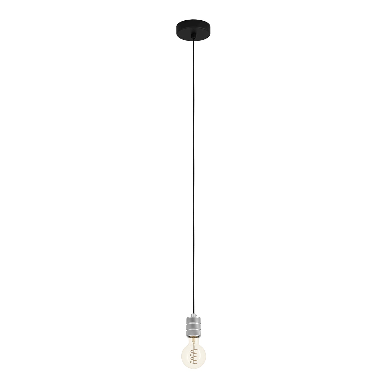 Lampadario A Sospensione Vintage Yorth Acciaio Nero Argento 1 Luce E27