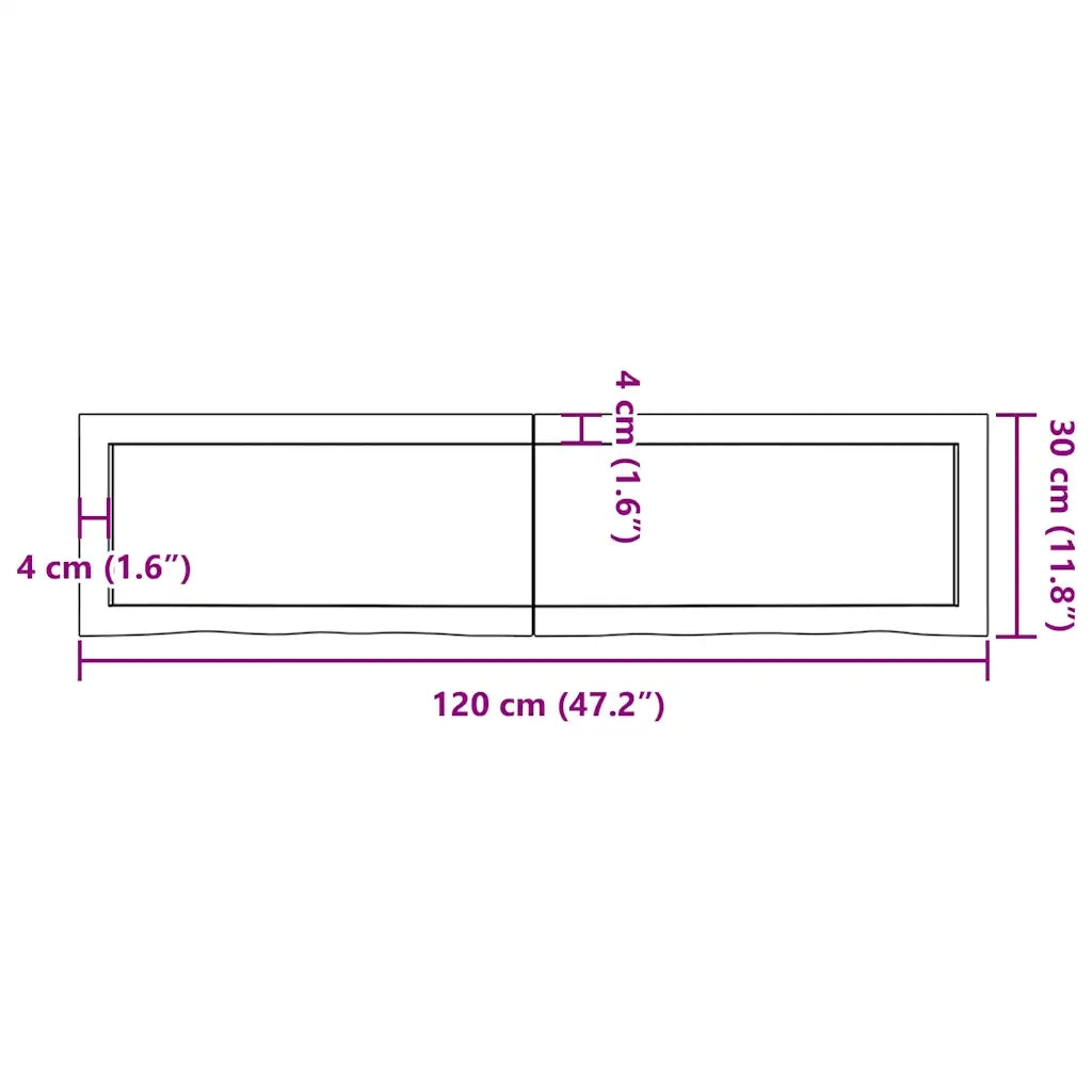Ripiano Muro Marrone 120x30x(2-4) cm Massello Rovere Trattato 363692