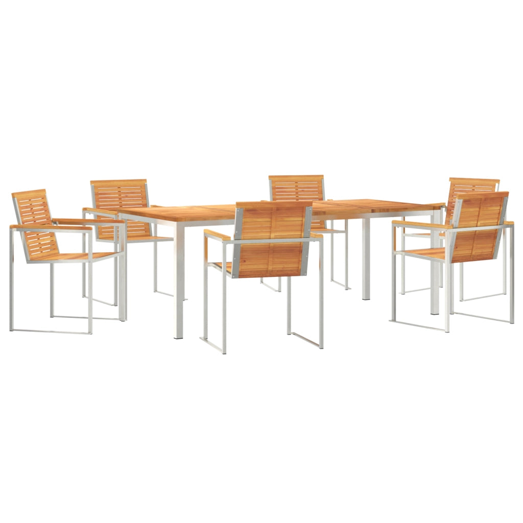 Set da Pranzo da Giardino  7 Pezzi in Legno Massello di Acacia