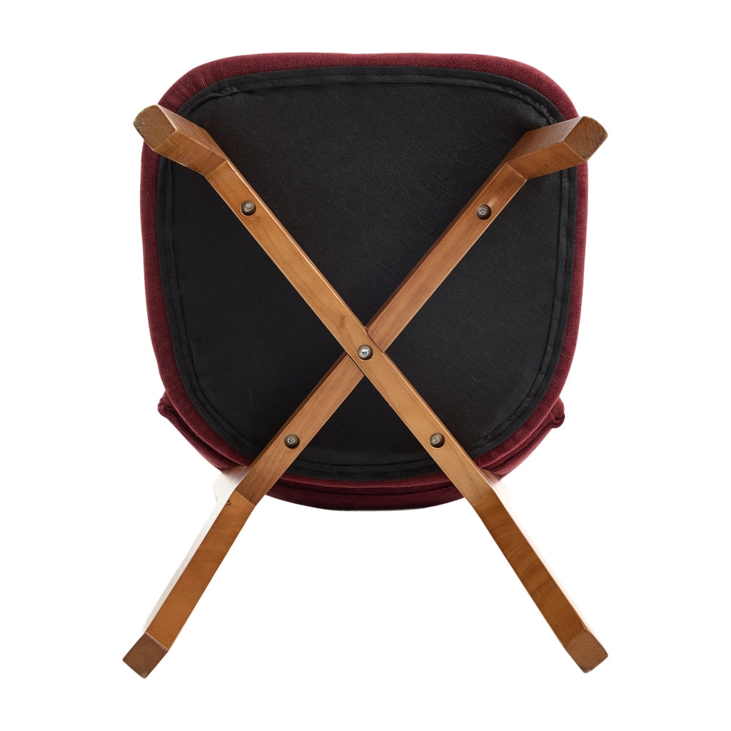 SEDIA DA PRANZO Set da 2 pezzi in legno massello, tessuto WINE RED, 54.5x47x77 cm