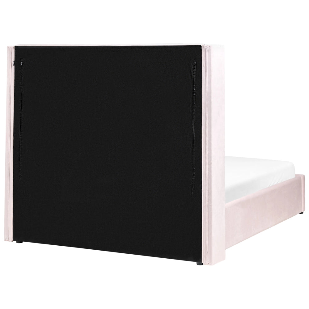 Letto contenitore velluto rosa pastello e argento 140 x 200 cm glamour elegante